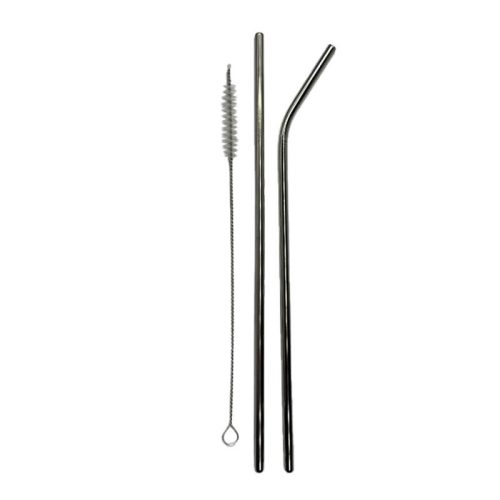 Silver Reusable Metal Straw Set