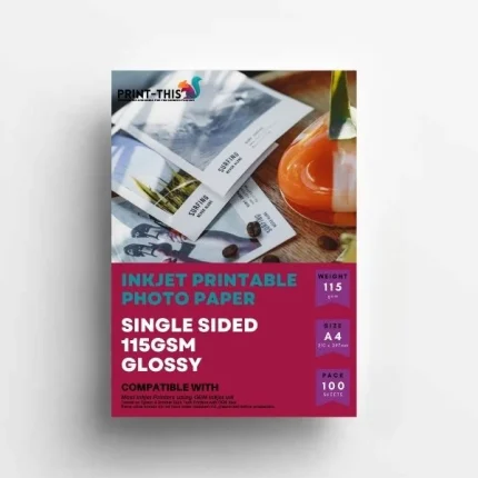 115gsm Glossy Inkjet Paper Single Sided – A4 (100 Sheets)