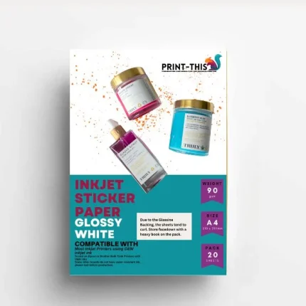 90gsm Gloss Inkjet Sticker Paper – A4 – (20 sheets)
