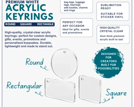 Acrylic Keyring Blanks -Sublimation Ready