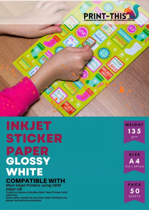 135 gsm gloss sticker inkjet printer