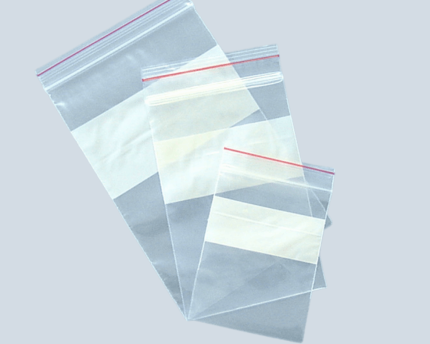 White Writable Panel Zipper Bags