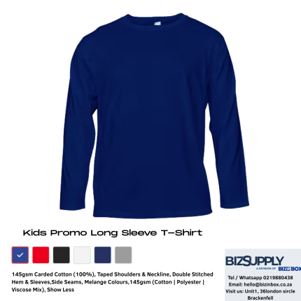 Kids Promo Long Sleeve T-Shirt - 145gsm 100% Cotton