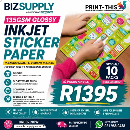 135 gsm inkjet gloss sticker paper