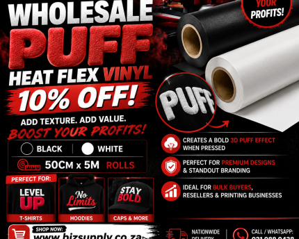 3D Puff Heat Flex Vinyl Bulk Deal - 5m Premium Rolls