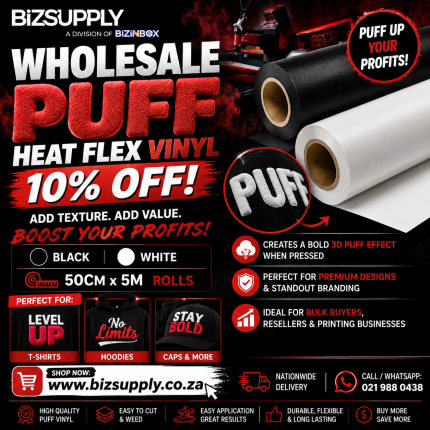 3D Puff Heat Flex Vinyl Bulk Deal - 5m Premium Rolls
