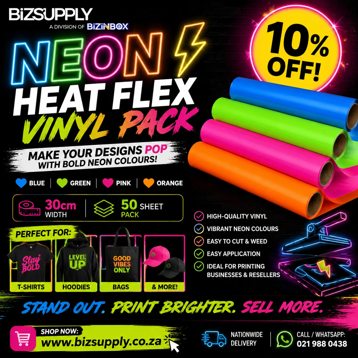 neon Heat flex vinyls