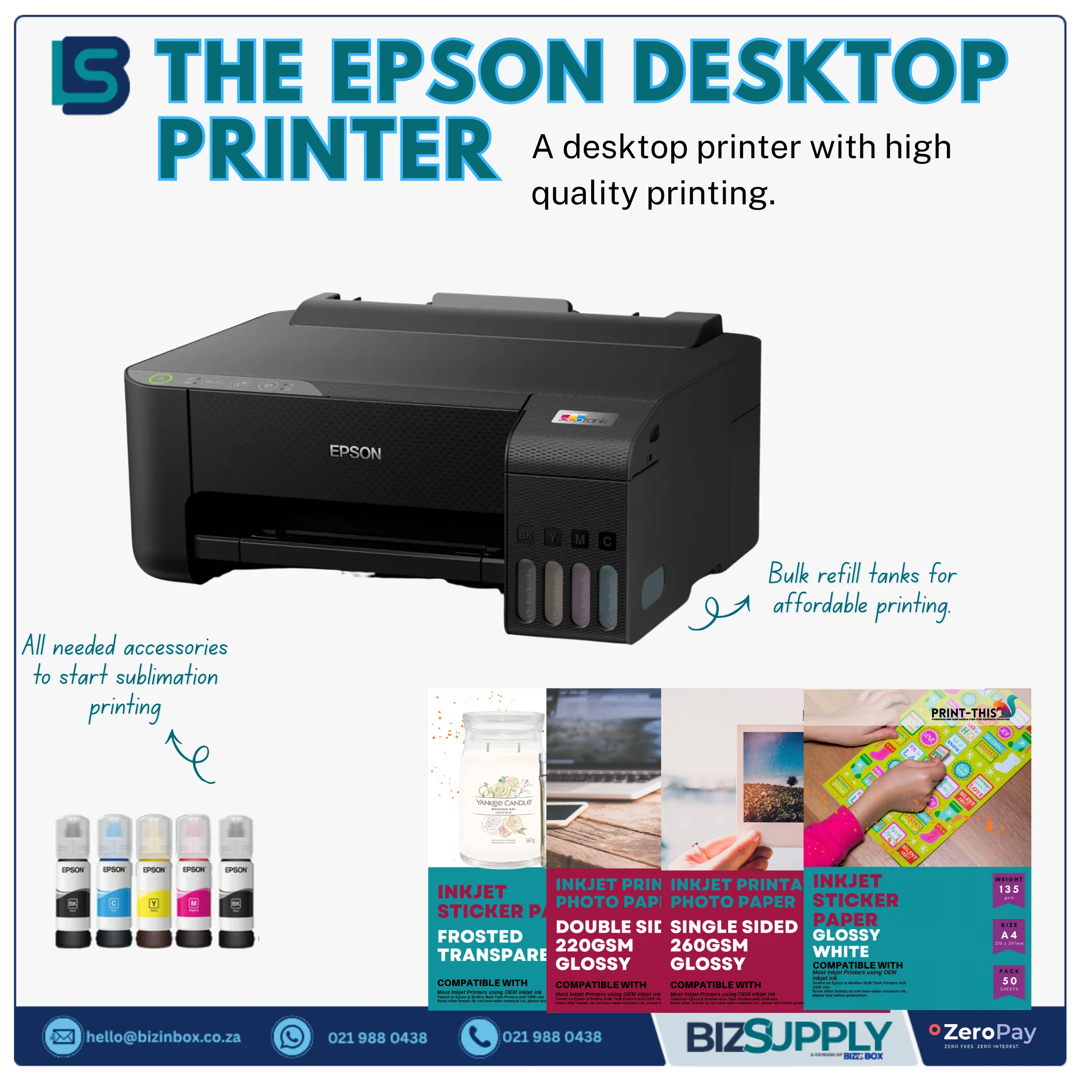 Epson L1250 EcoTank – Compact Single-Function Colour Printer
